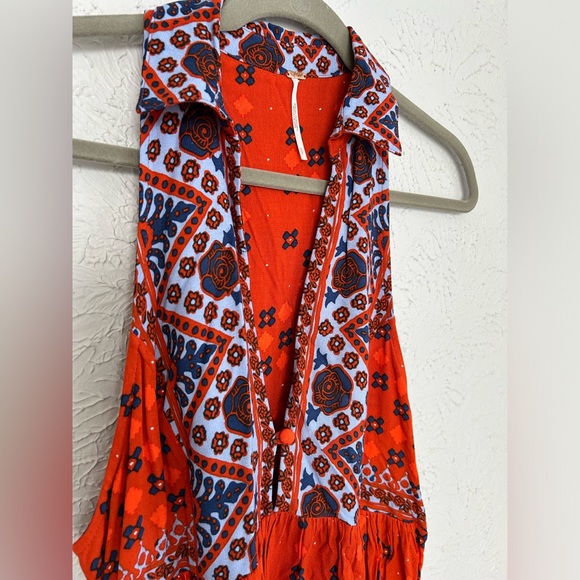 Free People Charlotte Sleeveless Long Top Rust Combo Size S - Picture 5 of 9